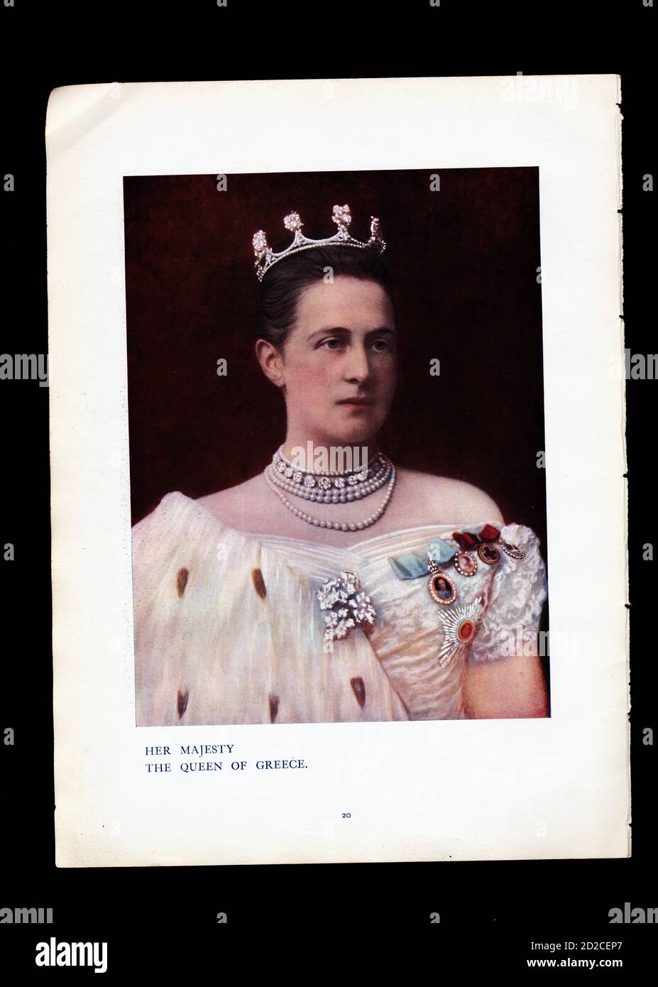 Chromolithographic portrait of Olga Constantinovna of Russia (3 September 1851 – 18 June 1926). She was Queen consort of the Hellenes as spouse of of Stock Photo