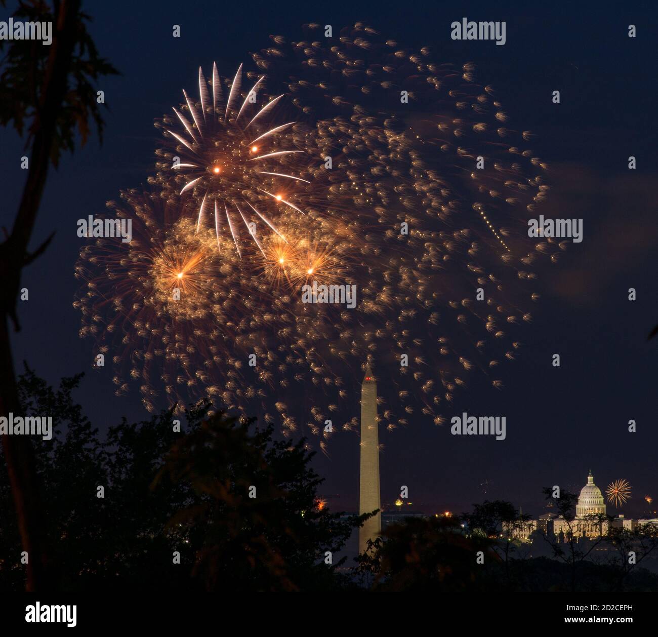 Fireworks on the 4th as seen from Fort Myer in Arlington. Photo by LIz
