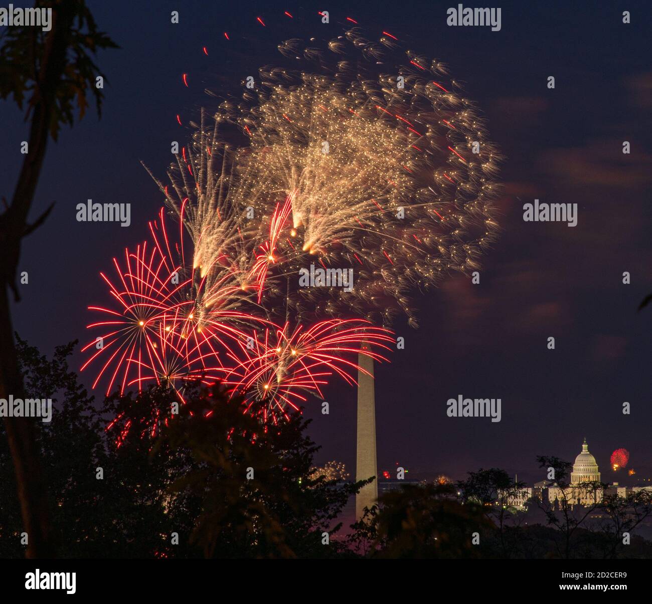 Fireworks on the 4th as seen from Fort Myer in Arlington. Photo by LIz