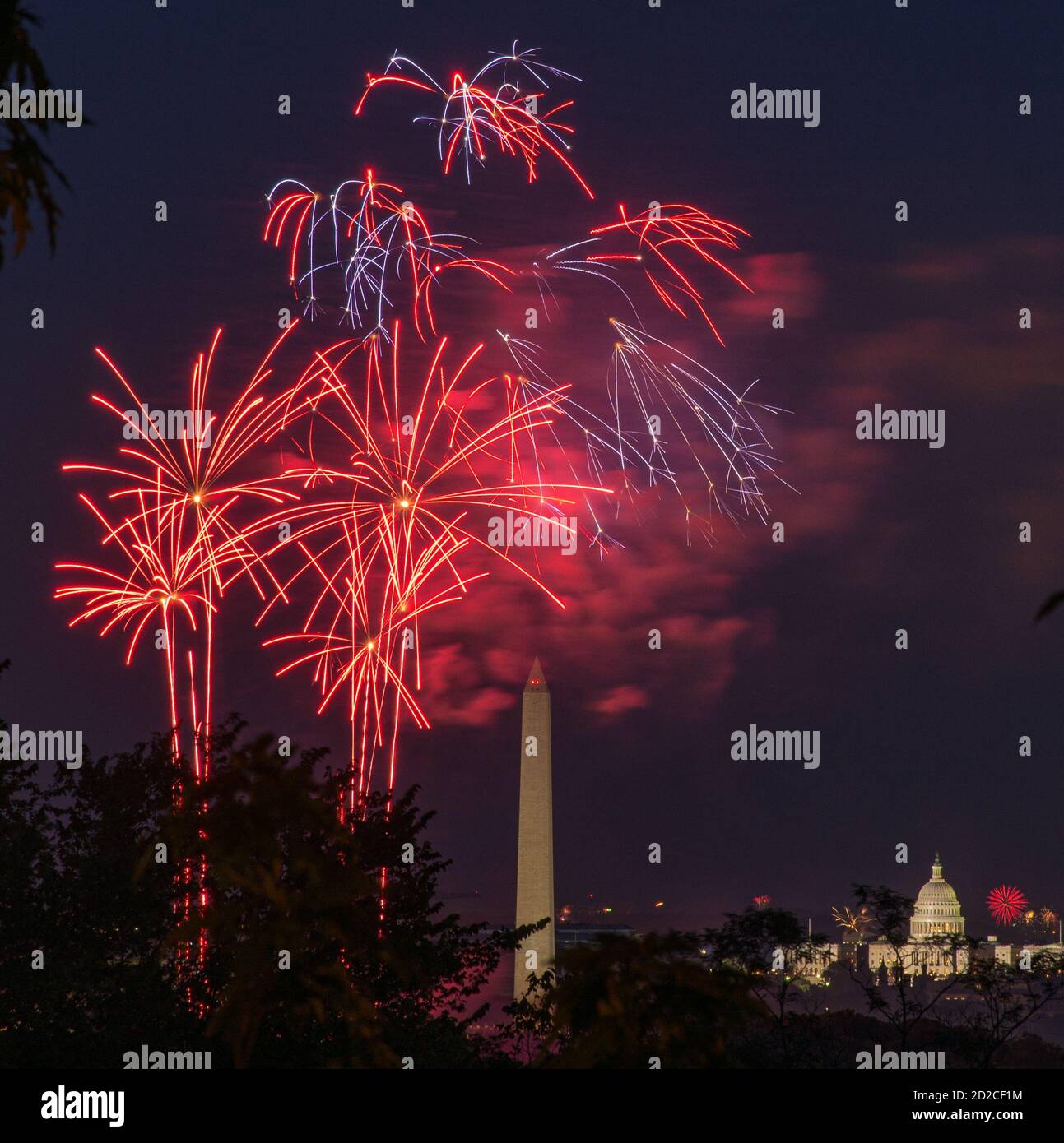 Fireworks on the 4th as seen from Fort Myer in Arlington. Photo by LIz