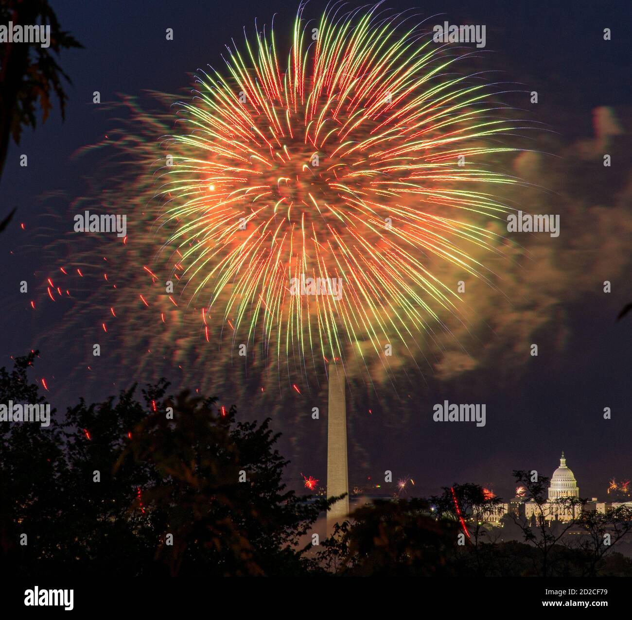 Fireworks on the 4th as seen from Fort Myer in Arlington. Photo by LIz