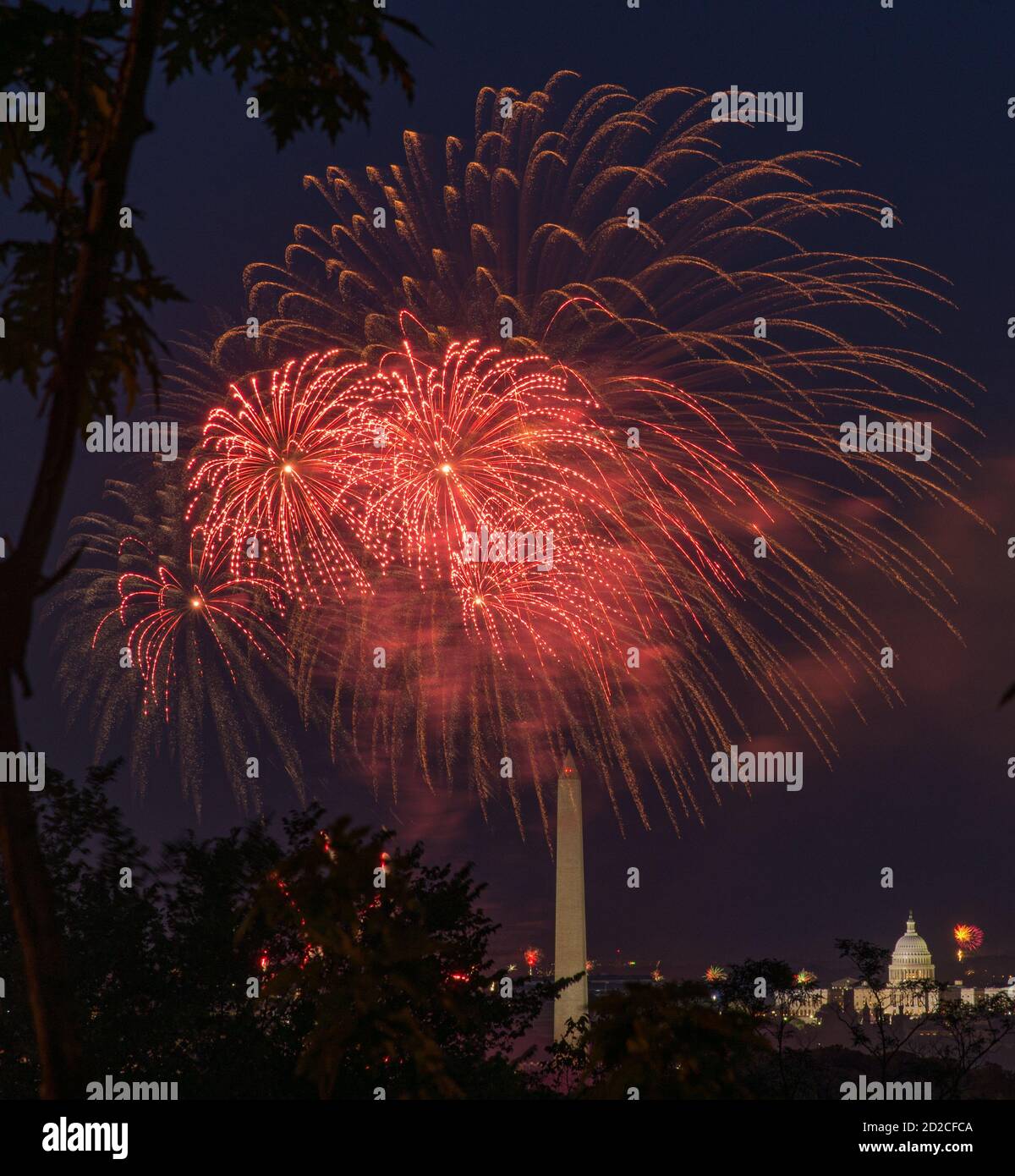 Fireworks on the 4th as seen from Fort Myer in Arlington. Photo by LIz