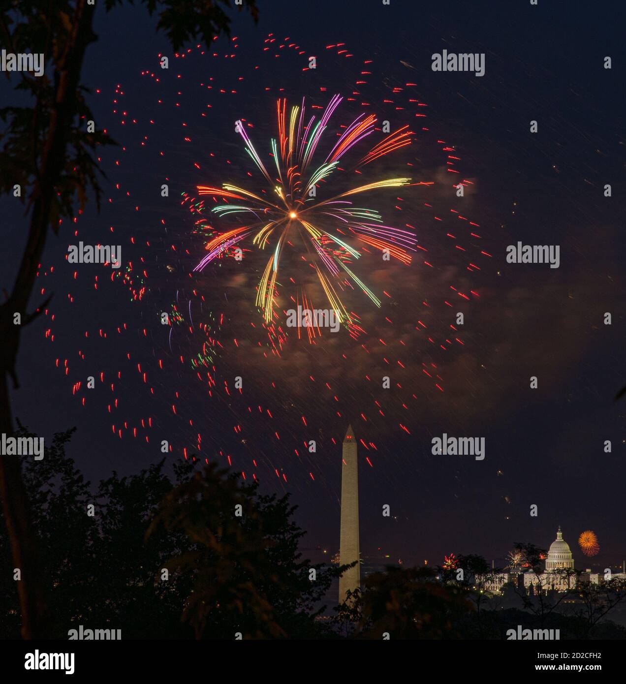 Fireworks on the 4th as seen from Fort Myer in Arlington. Photo by LIz