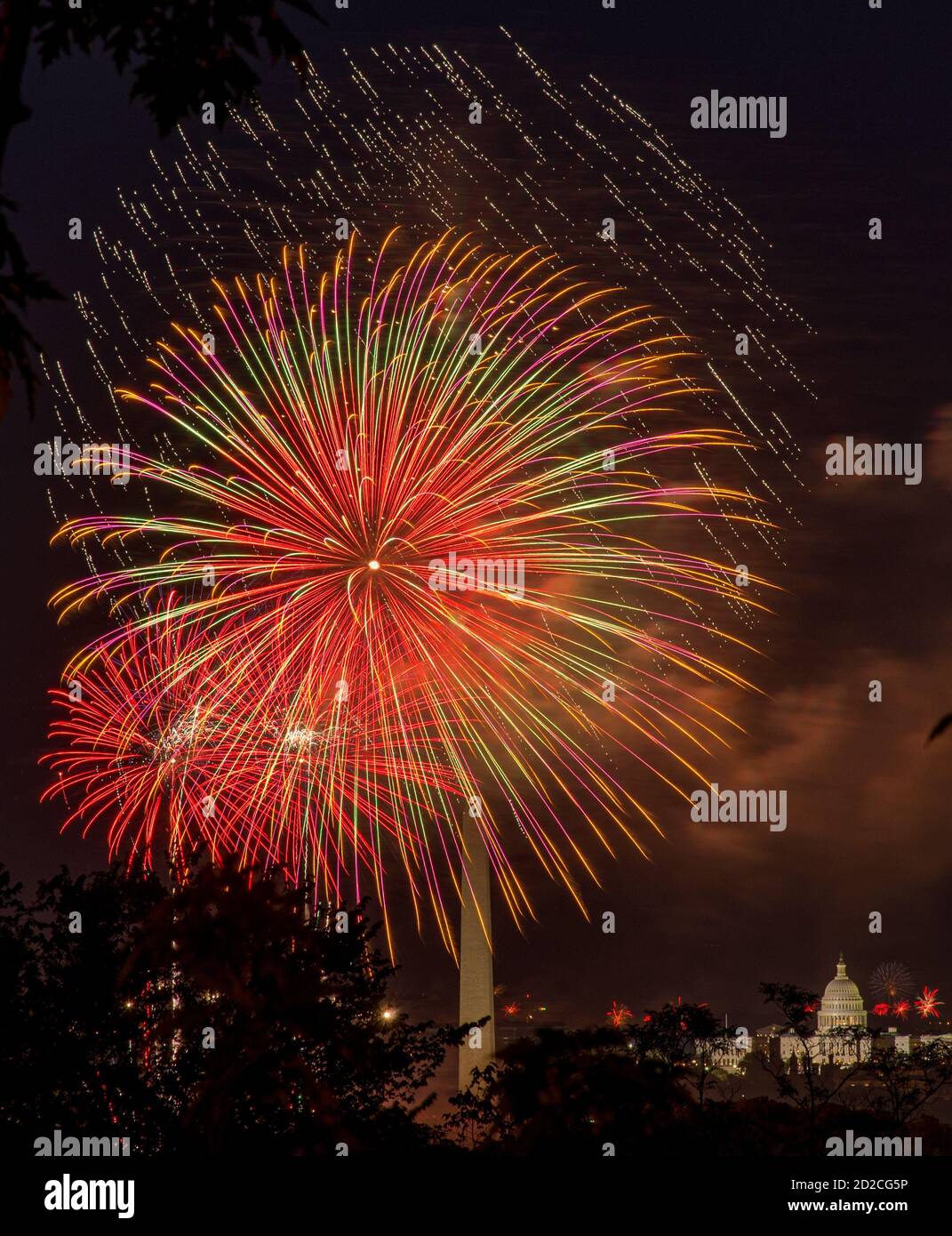 Fireworks on the 4th as seen from Fort Myer in Arlington. Photo by LIz