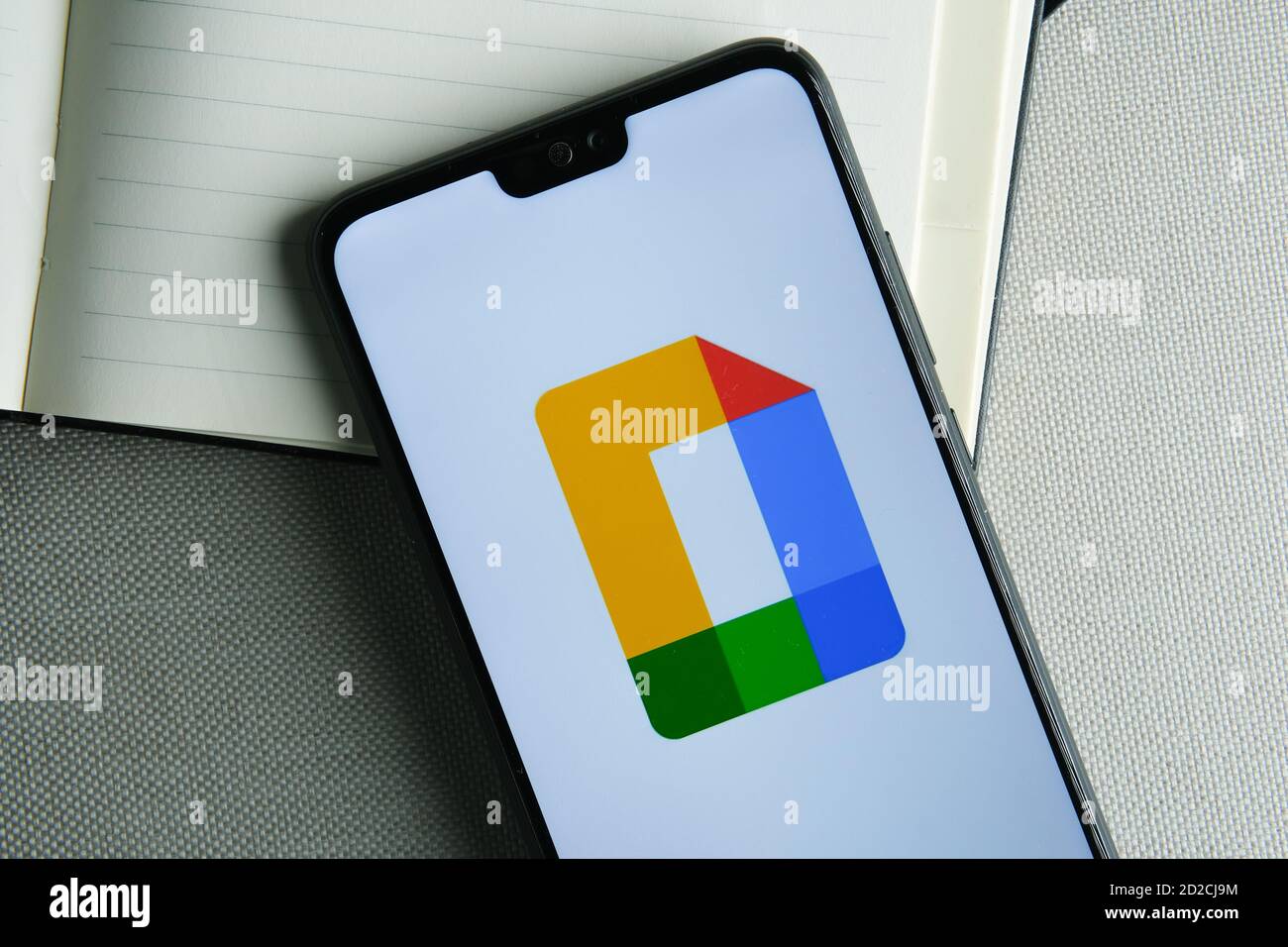 Stafford / United Kingdom - October 6 2020: New rebranded Google Docs logo seen on the screen of the smartphone. Stock Photo