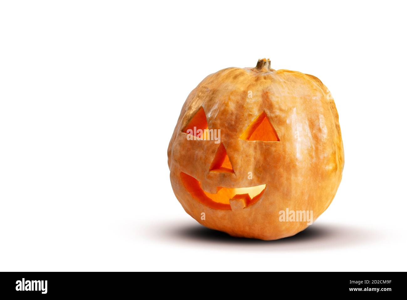 Jack o Lantern isolated on a white bakcground with light inside Stock ...