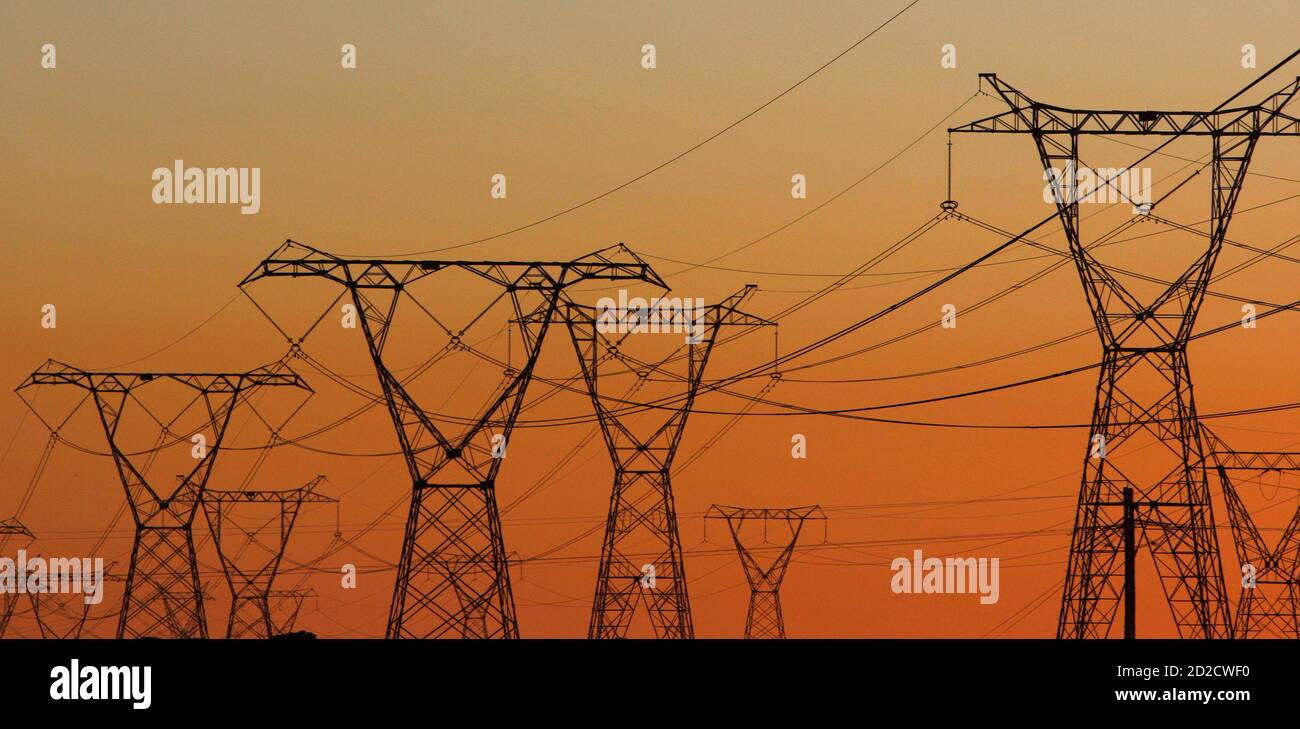 Electricity pylons carry power from Cape Town's Koeberg nuclear power