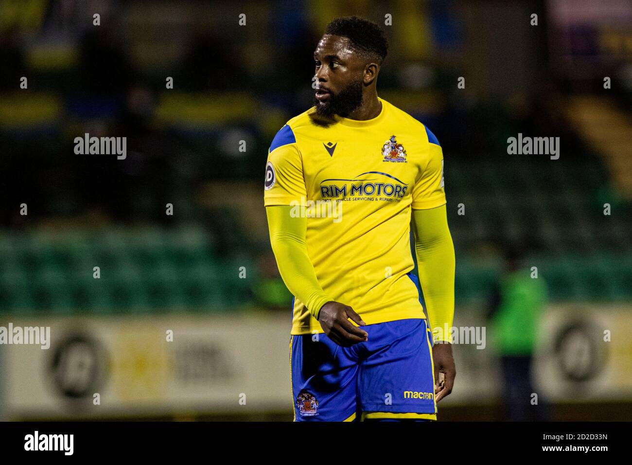 Barry, Wales, UK. 6th Oct, 2020. Kayne McLaggon of Barry Town United Barry  Town United v Cardiff Met at Jenner Park in the JD Cymru Premier on the 6th  October 2020. Credit: