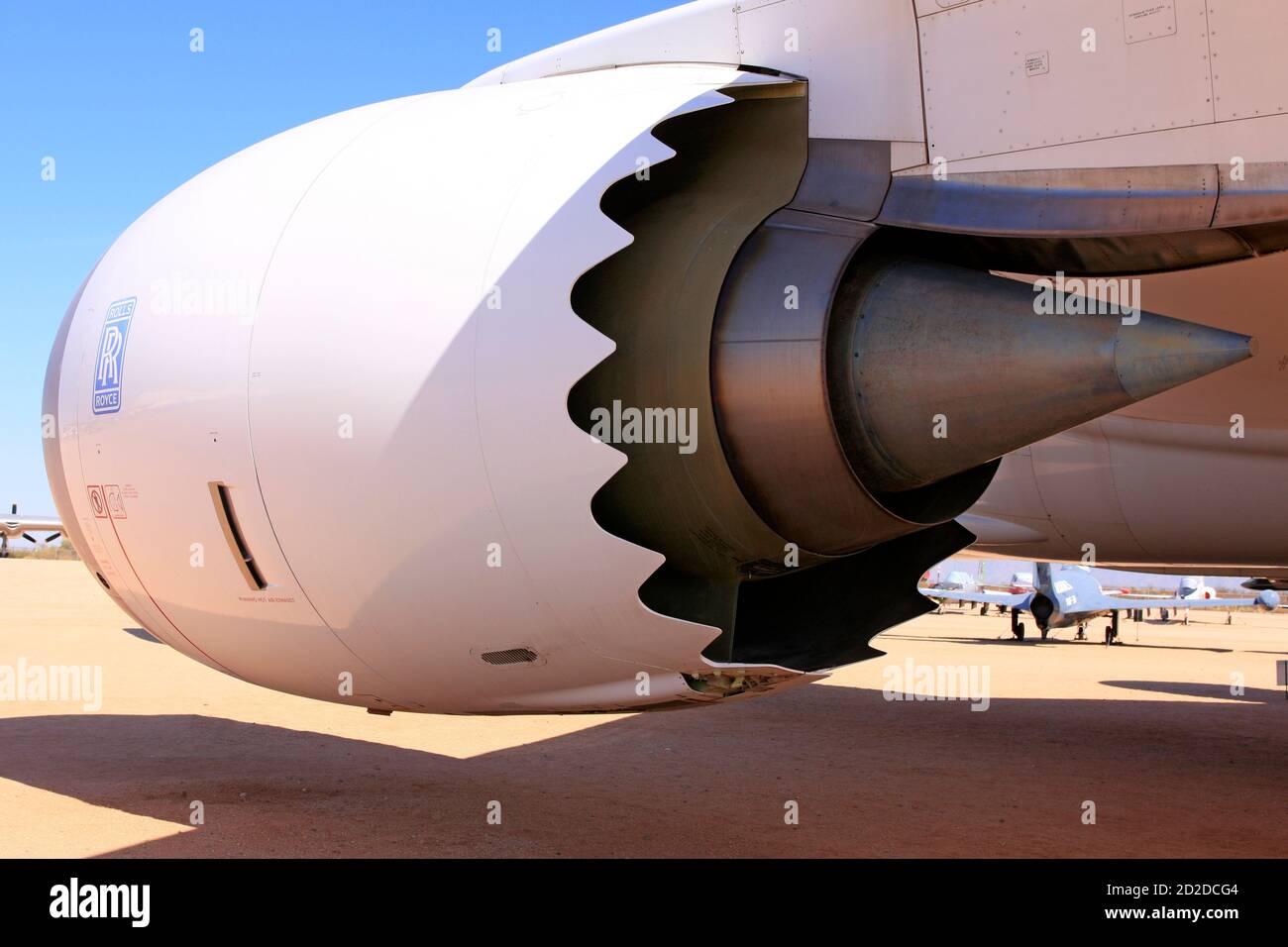 Rolls Royce RB211 jet engine attached to a Boeing 767 Stock Photo