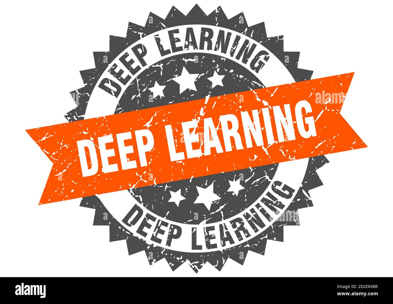 deep learning stamp. round grunge sign with ribbon Stock Vector