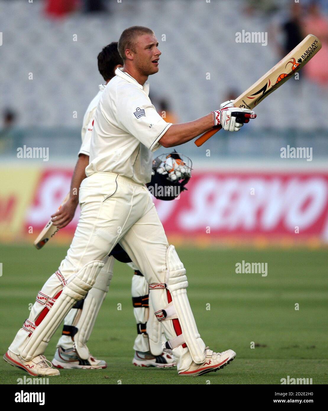 England S Captain Andrew Flintoff Walks Back To The Pavillion At The End Of The Fourth Day S Play In The Second Cricket Test Match Between India And England In Mohali India March 12