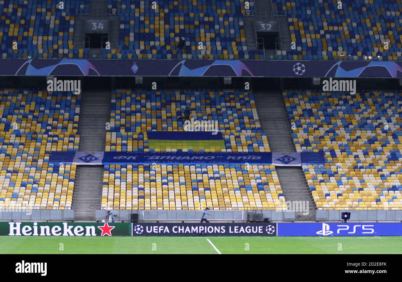 KYIV, UKRAINE - SEPTEMBER 29, 2020: Empty tribunes of NSC