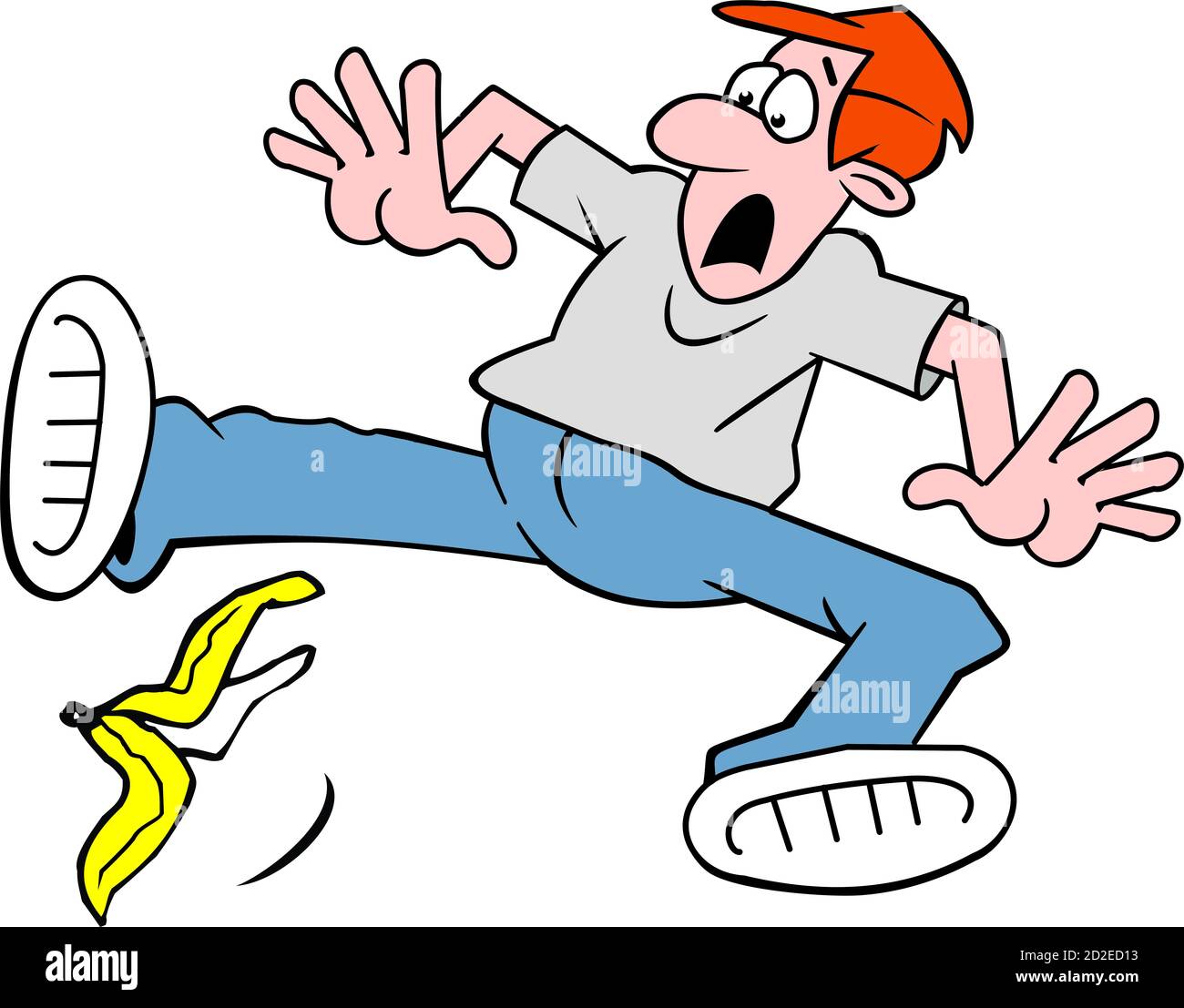 Banana Peel Slip Man Stock Photo Alamy