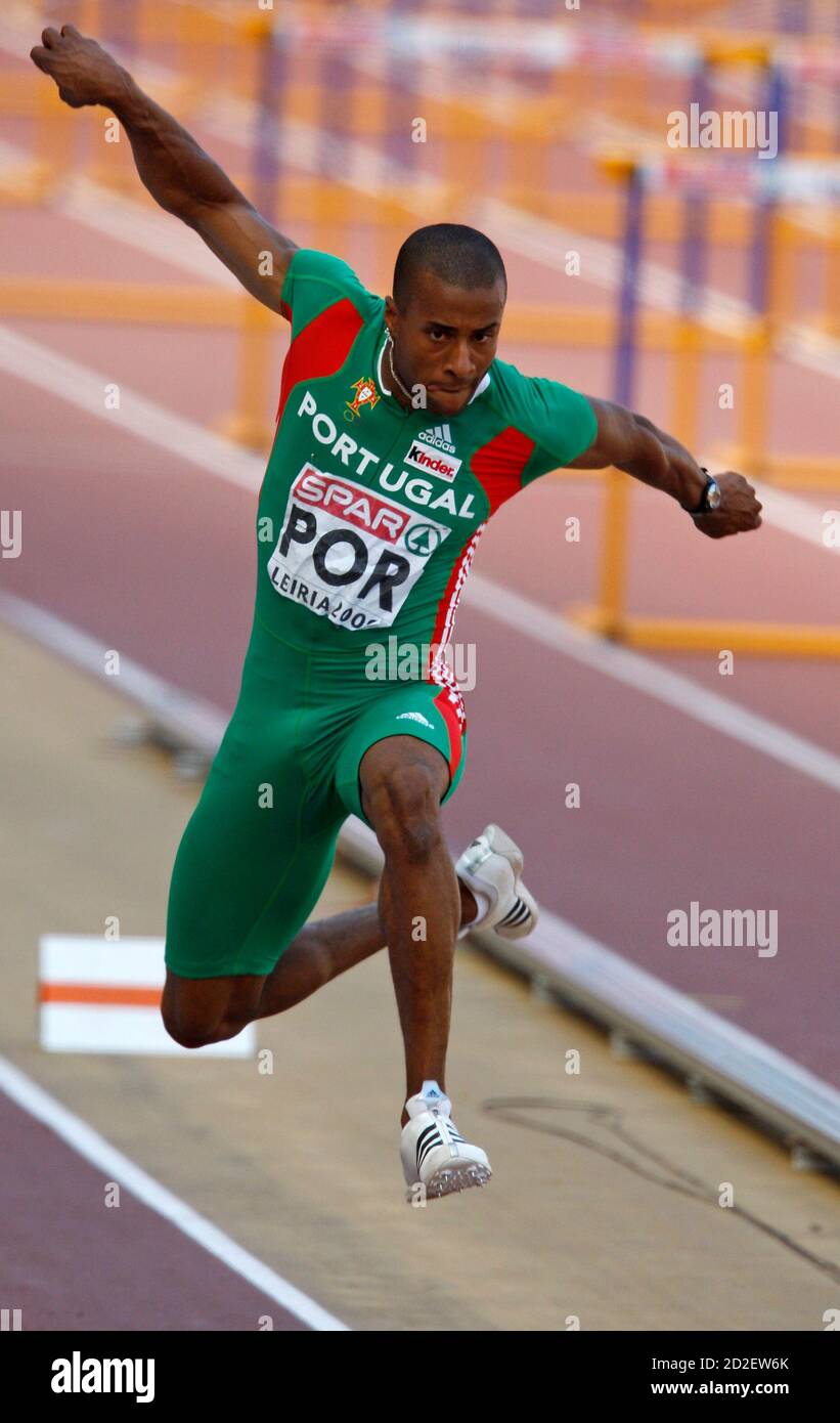 Portugal's Nelson Evora competes in the triple jump event at the European  Team Championship in Leiria city stadium in Portugal June 21, 2009.  REUTERS/Jose Manuel Ribeiro (PORTUGAL SPORT ATHLETICS Stock Photo - Alamy