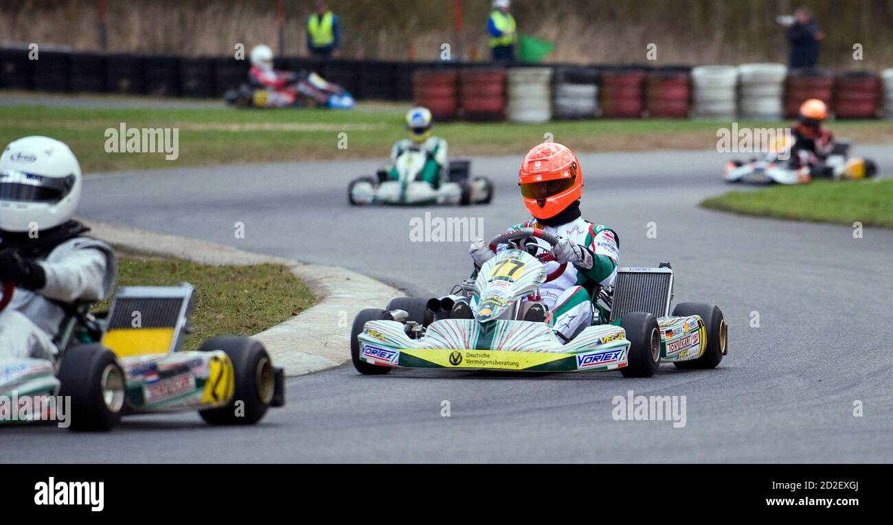 Seven Time Formula One Champion Michael Schumacher Of Germany Rides In A Kart In His Hometown