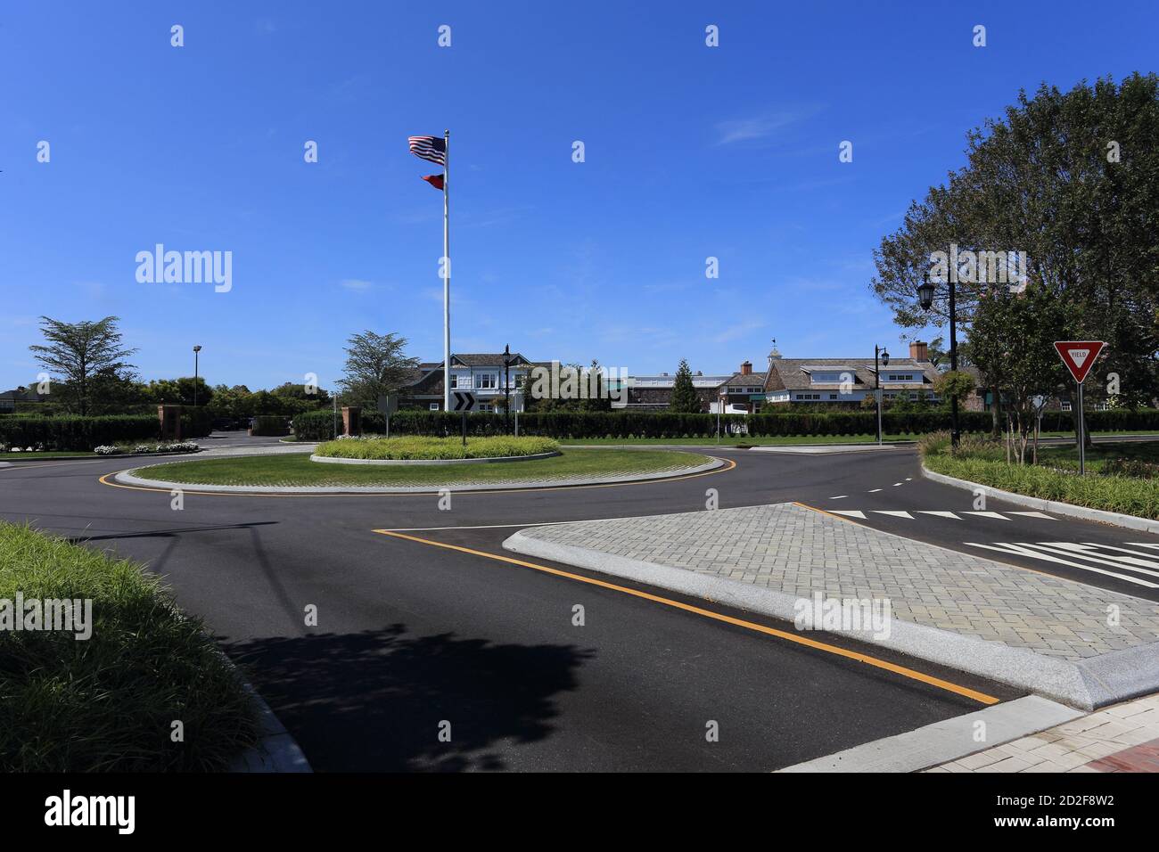 Traffic circle Westhampton Long Island New York Stock Photo