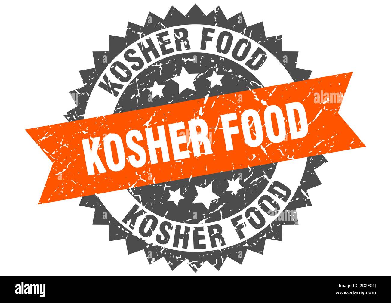 kosher food stamp. round grunge sign with ribbon Stock Vector Image ...