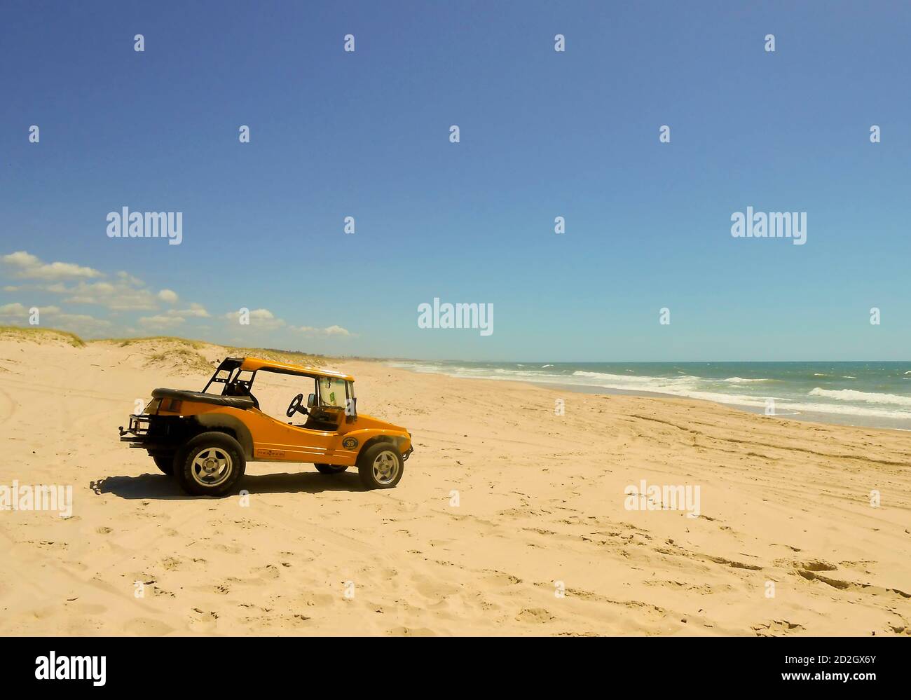 Beach buggy on beach with copy space Stock Photo