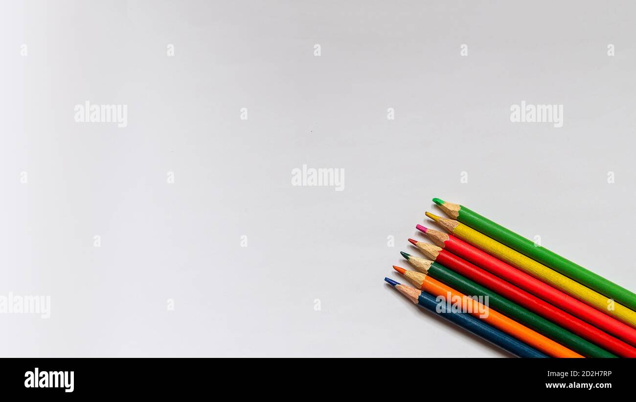 color pencils on a white background Stock Photo