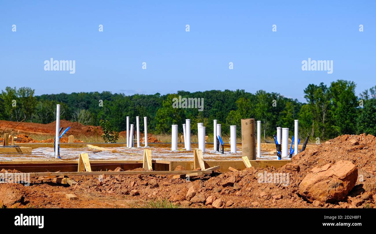 PVC Pipes in New Slab Stock Photo Alamy