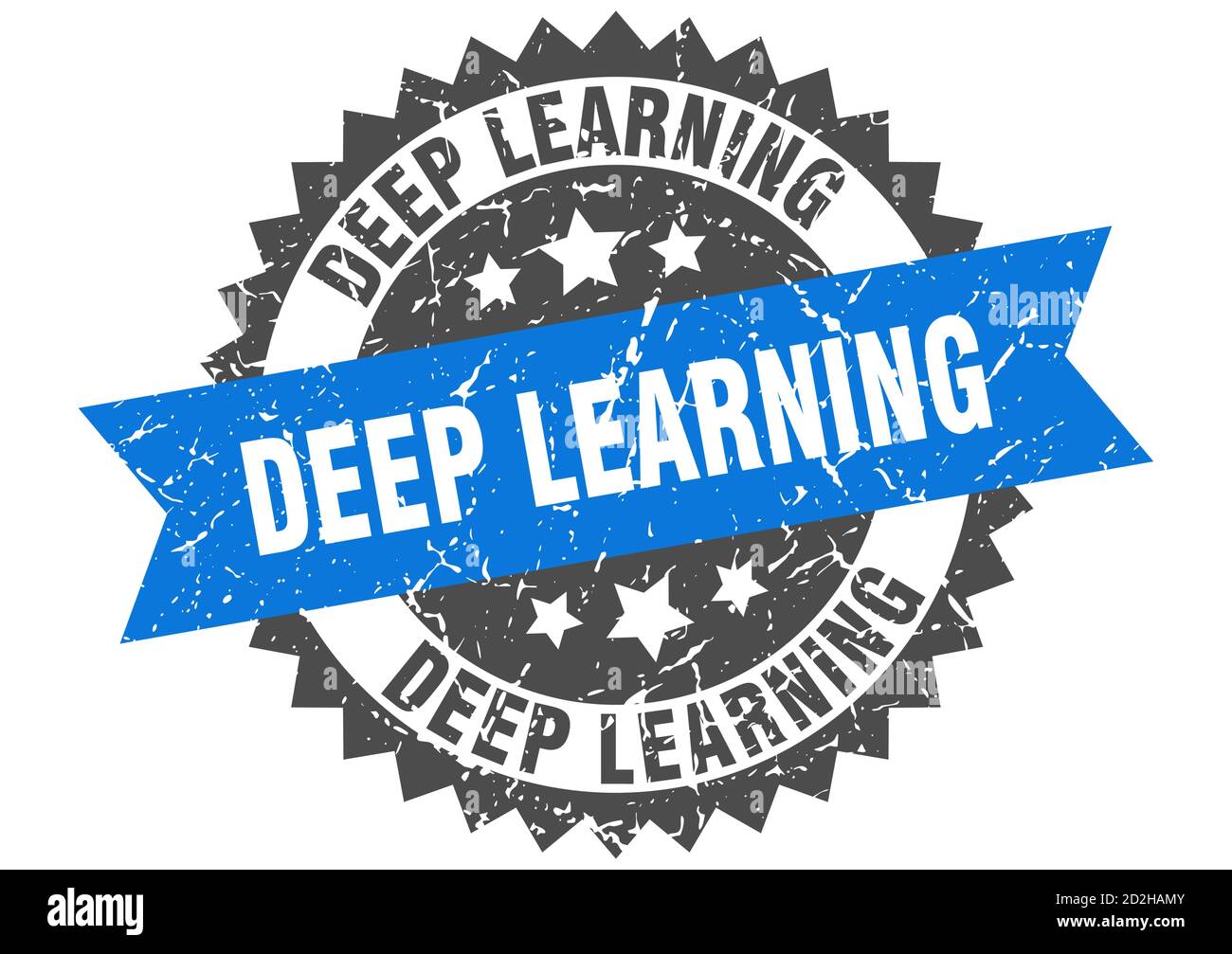deep learning stamp. round grunge sign with ribbon Stock Vector