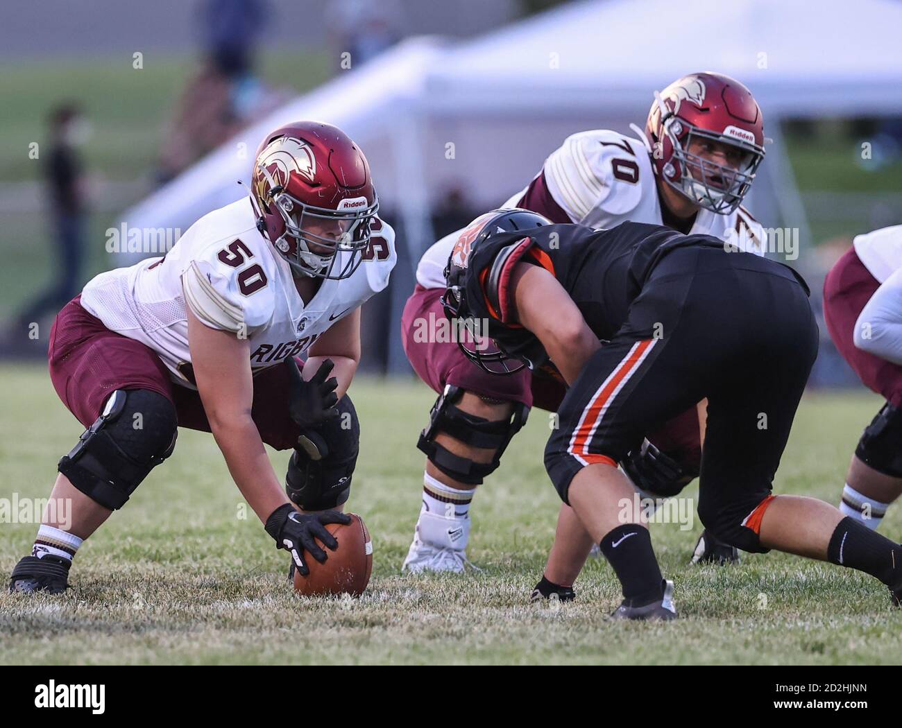 Football action with Rigby vs Post Falls High School in Post Falls