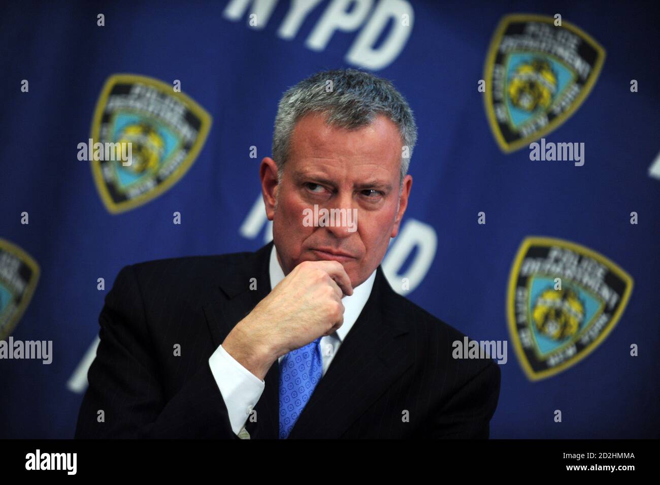 NEW YORK, NY - FEBRUARY 23: New York Mayor Bill de Blasio and Police Commissioner William Bratton announce CompStat 2.0 NYPD HQ on February 23, 2016 in New York City People:  Bill de Blasio Credit: Hoo-me / MediaPunch Stock Photo