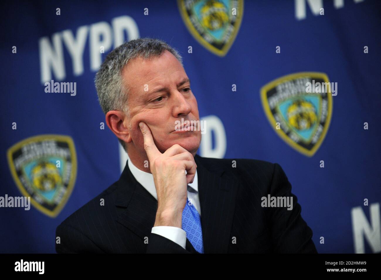NEW YORK, NY - FEBRUARY 23: New York Mayor Bill de Blasio and Police Commissioner William Bratton announce CompStat 2.0 NYPD HQ on February 23, 2016 in New York City People:  Bill de Blasio Credit: Hoo-me / MediaPunch Stock Photo