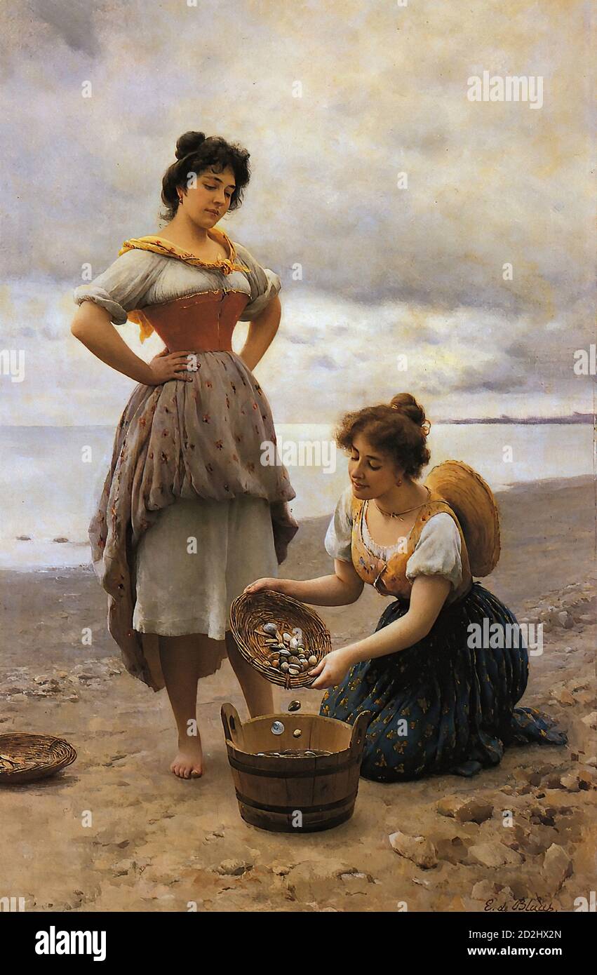 Blaas Eugene De - Gathering Shells - Austrian School - 19th Century ...