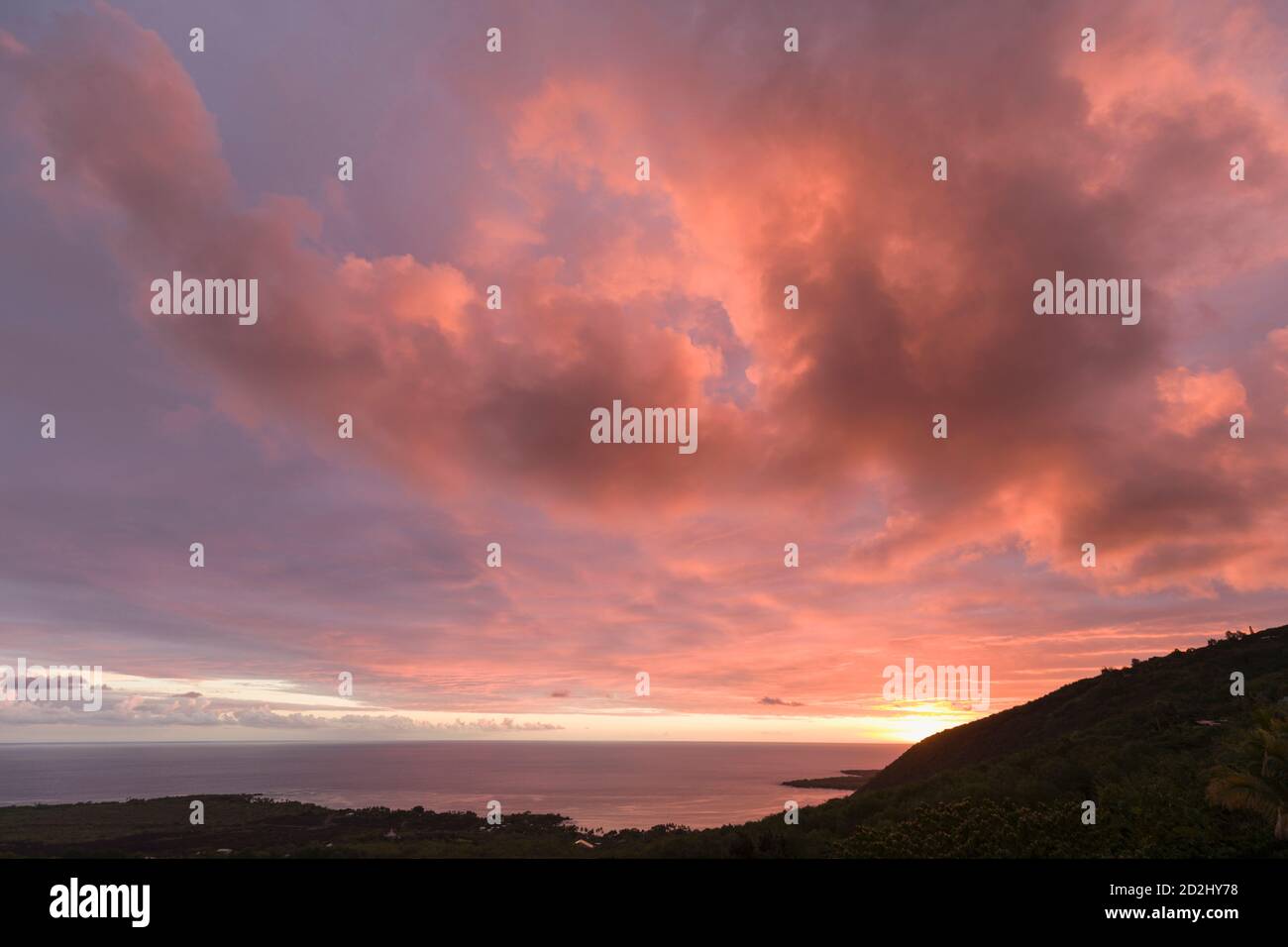 Sunset over Kealakekua Bay, Hawai’i Island Stock Photo