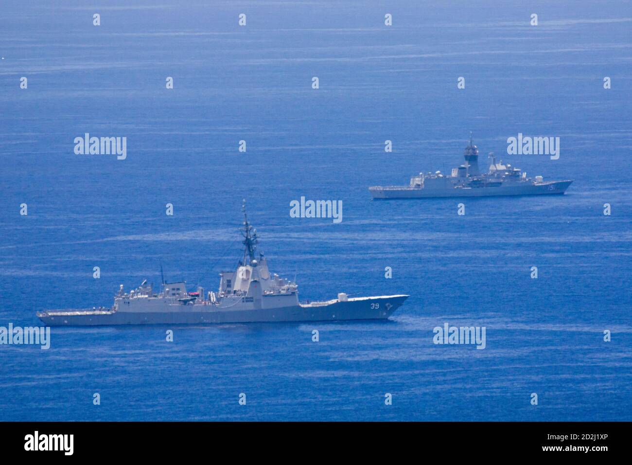 RIMPAC military exercises off South Kona Coast Hawaii with Nuclear Missle Cruiser, Virginia Class. Stock Photo