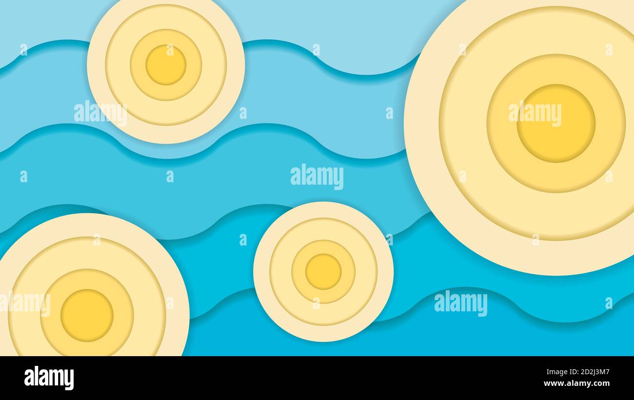 Papercut blue with yellow vector background Stock Vector