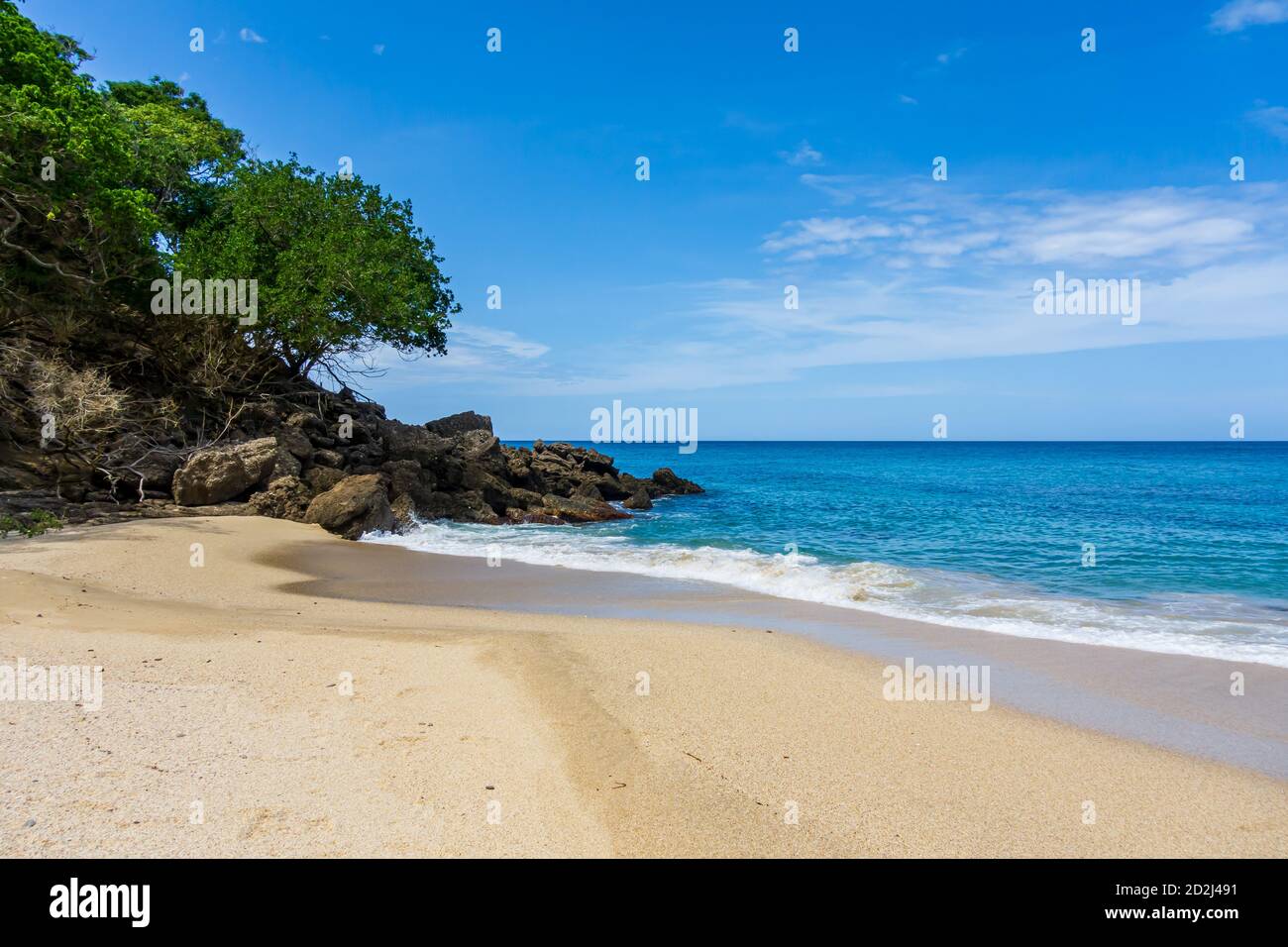 Tropical seascape - view of Mono  Manso beach (Chuspa, Vargas, Venezuela). Stock Photo