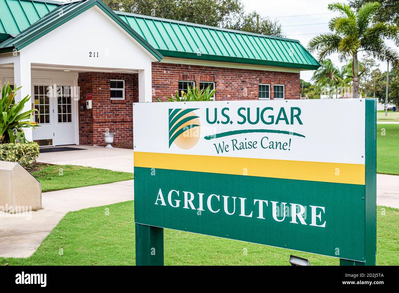 Florida,Clewiston,U.S. Sugar Corporation,agriculture business headquarters office,sugar cane producer,building exterior,sign,visitors travel traveling Stock Photo