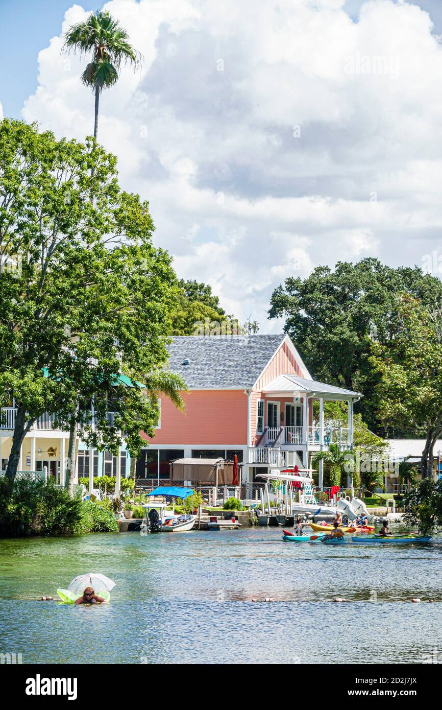 Florida,Weeki Wachee Gardens River water,Rogers Park,swimming area,waterfront house houses home homes residence,rental kayaks,visitors travel travelin Stock Photo
