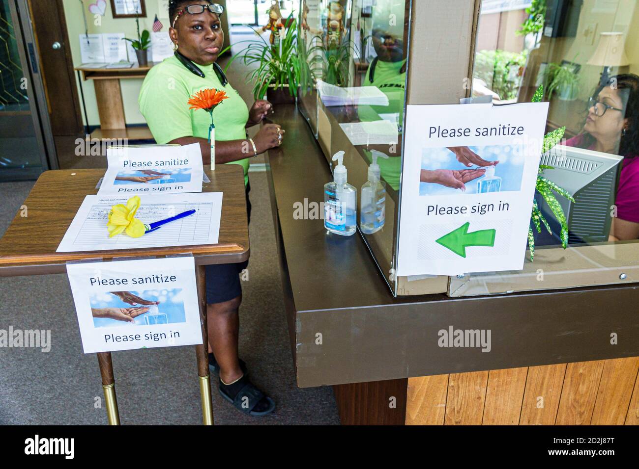 Brooksville Florida,City Hall,information desk,Covid-19 coronavirus pandemic illness infectious disease health biological crisis,Black Blacks African Stock Photo