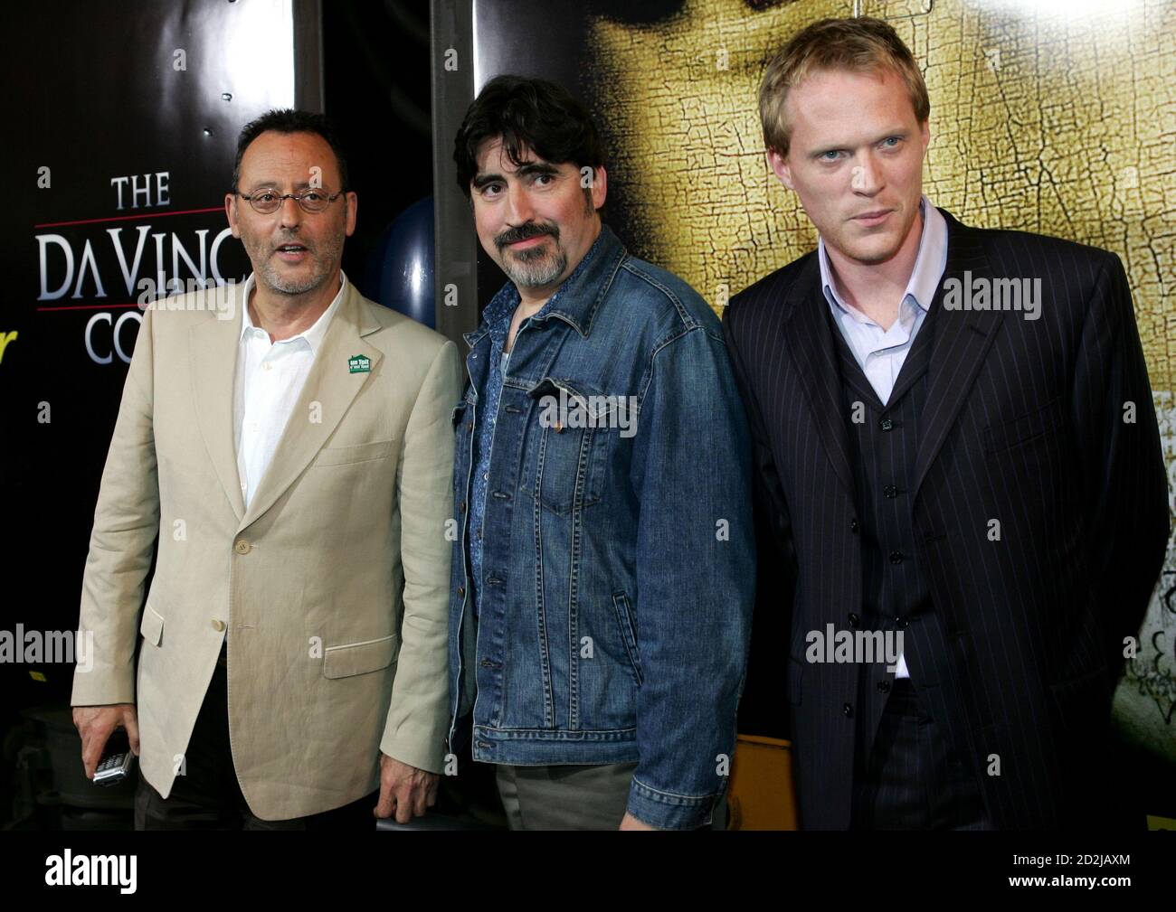 The Da Vinci Code' stars (from L-R) Jean Reno of France, Alfred Molina of  Britain and Paul Bettany of Britain pose after their arrival at the Cannes  train station May 16, 2006,
