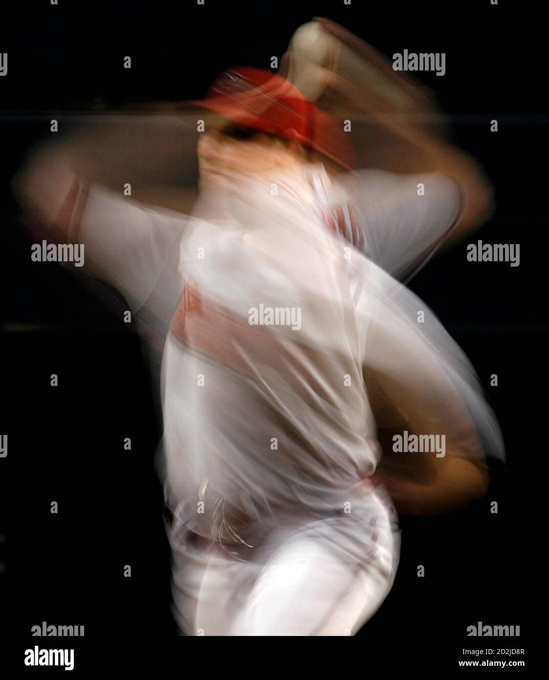 Arizona Diamondbacks starting pitcher Brandon Webb, the 2006  National League Cy Young award winner, is a blur as he faces the San Diego Padres in the fifth inning during National League baseball game in San Diego, California April 18, 2007 .     REUTERS/Mike Blake       (UNITED STATES) Stock Photo