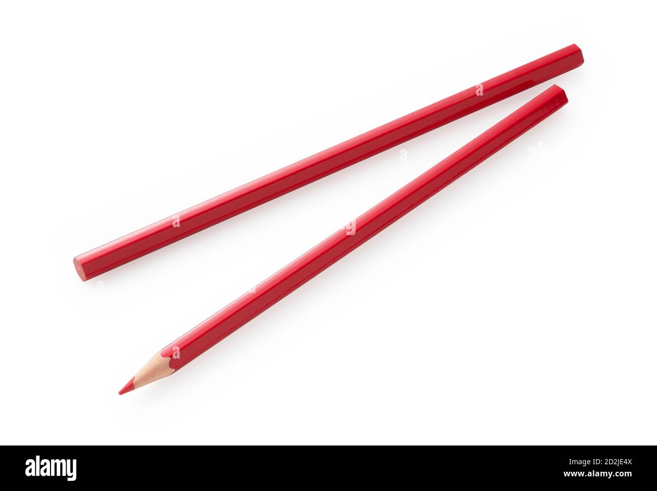 Red pencil on a white background Stock Photo