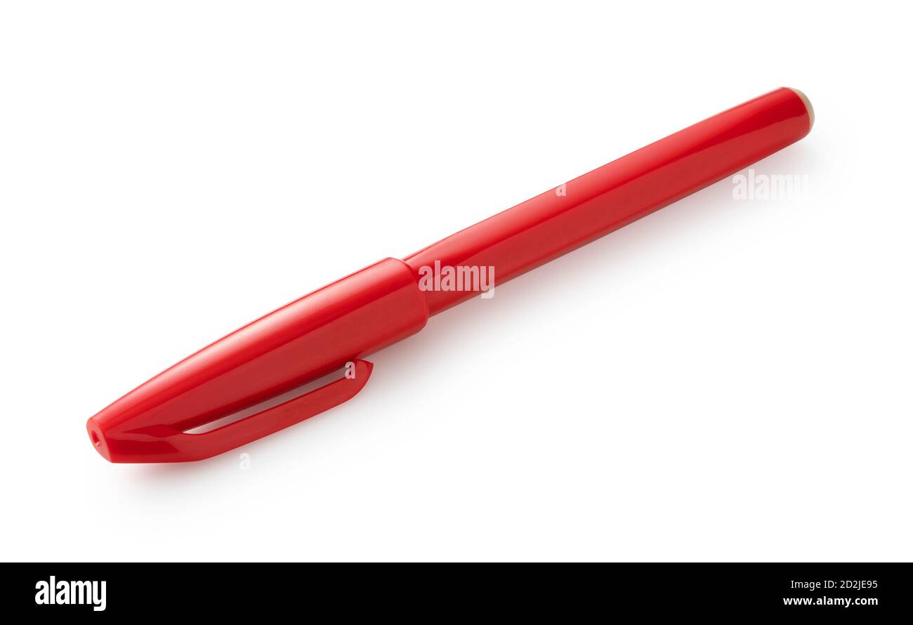 Red pen on white background Stock Photo Alamy