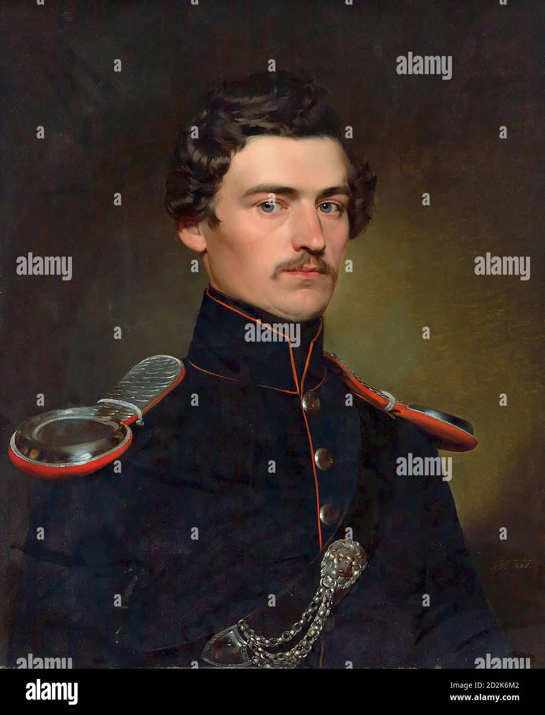 Eybl Franz - Portrait of a Young Gentleman in Uniform - Austrian School - 19th  Century Stock Photo