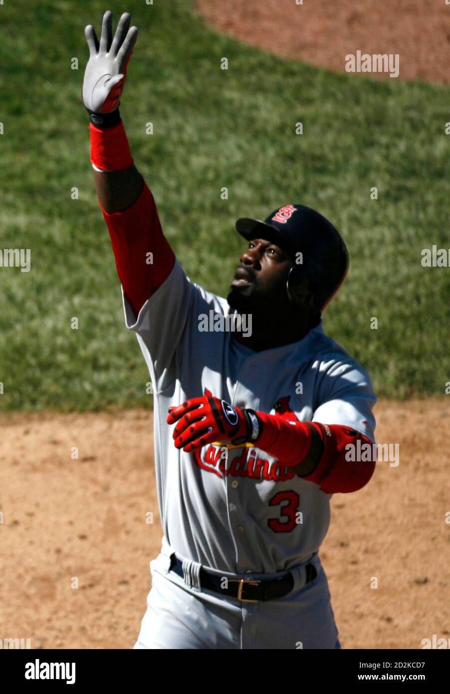 St Louis Cardinals Preston Wilson Celebrates His Two Run Home Run On The Chicago Cubs During Their Mlb National League Baseball Game At Wrigley Field In Chicago April 07 Reuters John Gress