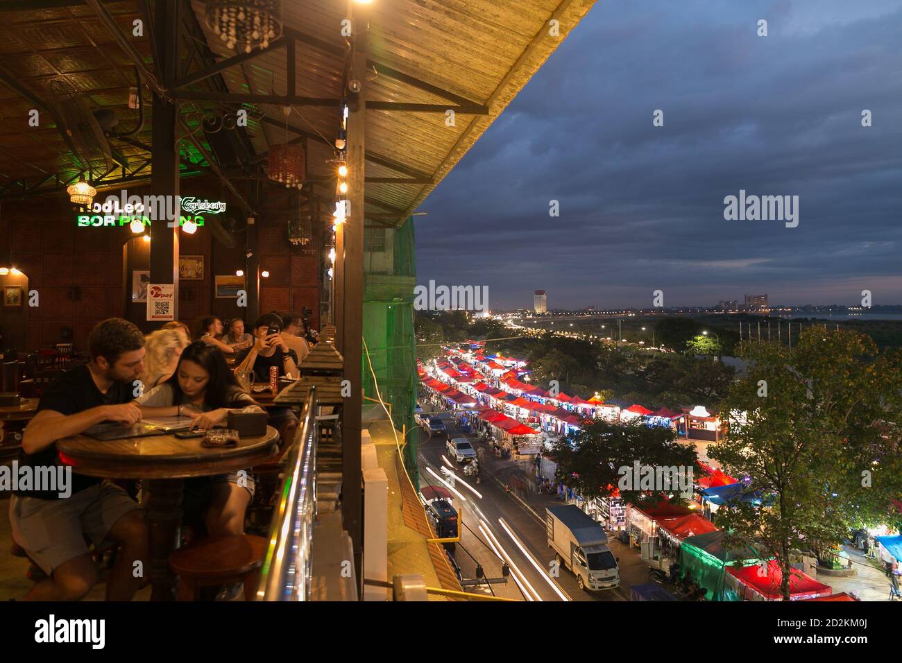 Vientiane. 29th Oct, 2019. Photo taken on Oct. 29, 2019 shows a night market along the Mekong River in Vientiane, Laos. Laos is the only landlocked country in Southeast Asia. In the central part of the country, the capital Vientiane is located on the alluvial plain on the Mekong River, suitable for fishing and plantation. The Lan Xang Kingdom, the first unified multi-ethnic nation in the history of Laos, moved its capital to Vientiane in the mid-16th century, and Vientiane gradually prospered. Credit: Kaikeo Saiyasane/Xinhua/Alamy Live News Stock Photo