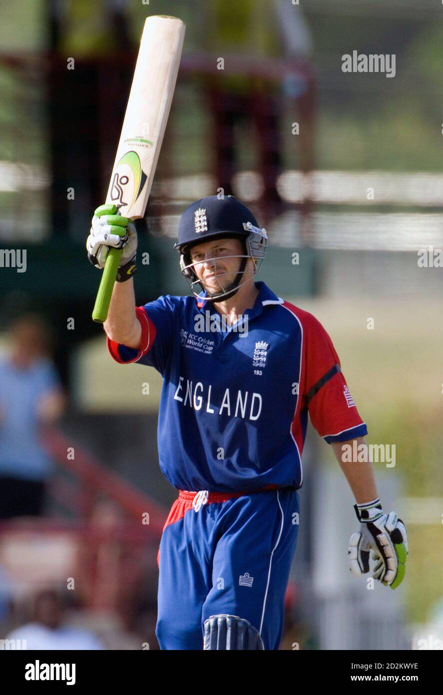 England S Ed Joyce Acknowledges His Half Century During Their World Cup Cricket Match Against Kenya In Gros Islet March 24 07 Mobiles Out Editorial Use Only Reuters Simon Baker St Lucia Stock Photo