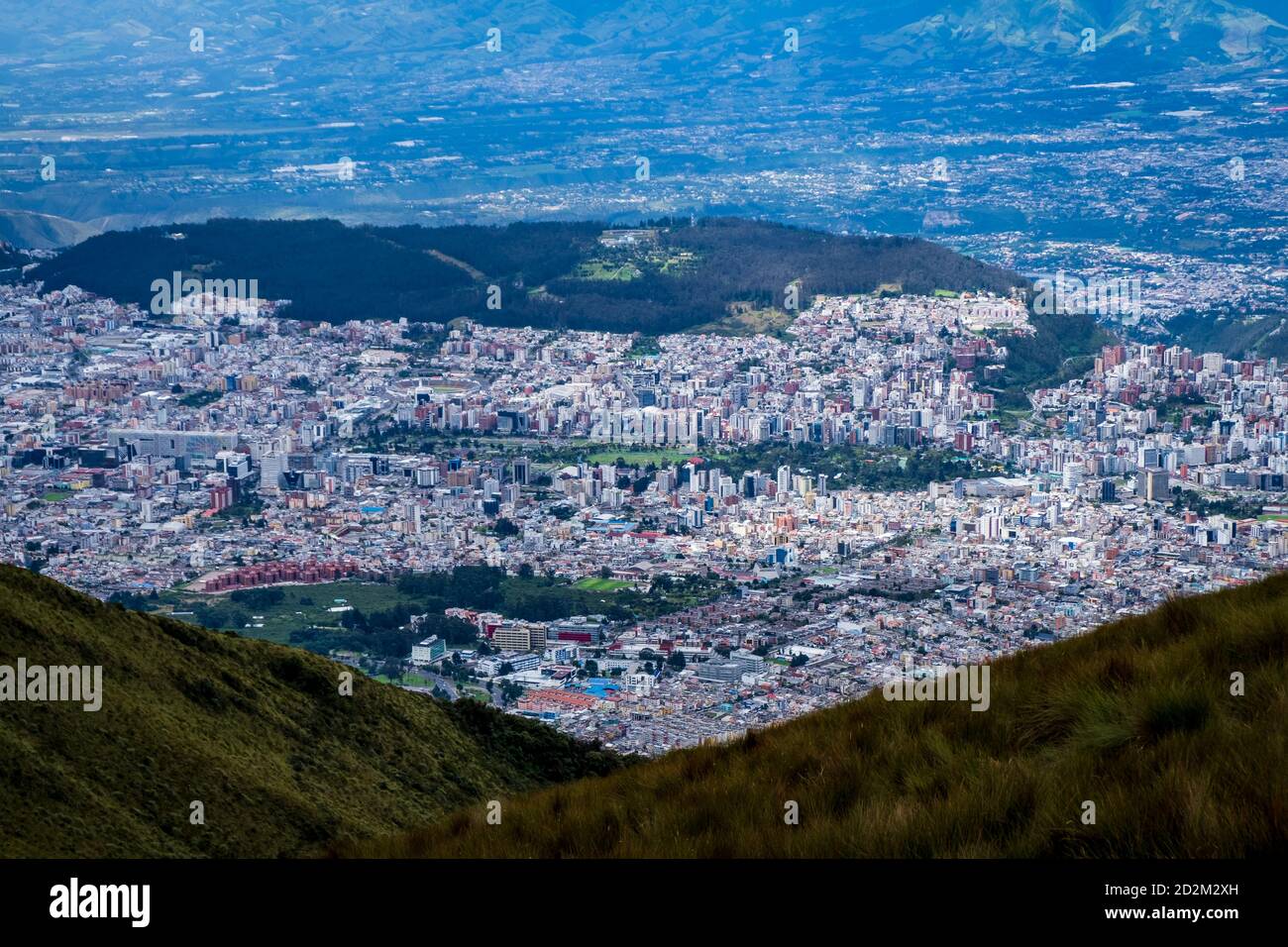 Quito, Ecuador: cityscape top view. Stock Photo