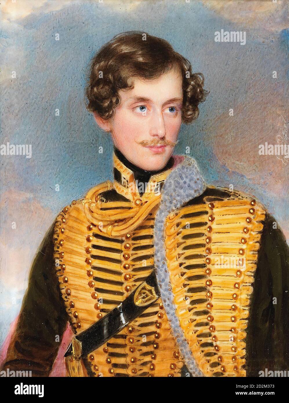 Peter Emanuel Thomas - Portrait of Count Szechy in a Husar's Uniform - Austrian School - 19th  Century Stock Photo
