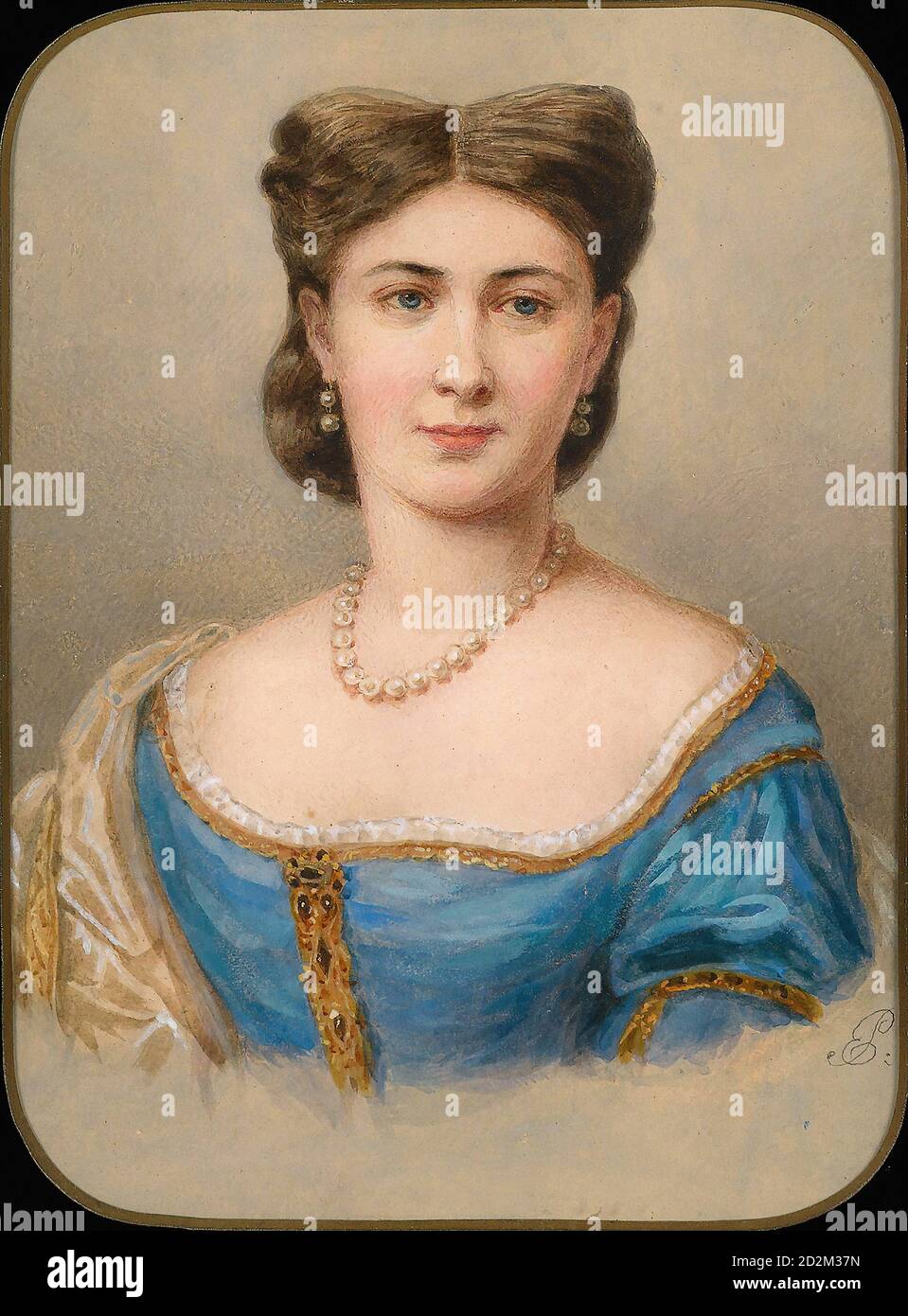 Peter Emanuel Thomas - Portrait of a Lady in a Blue Silk Dress ...