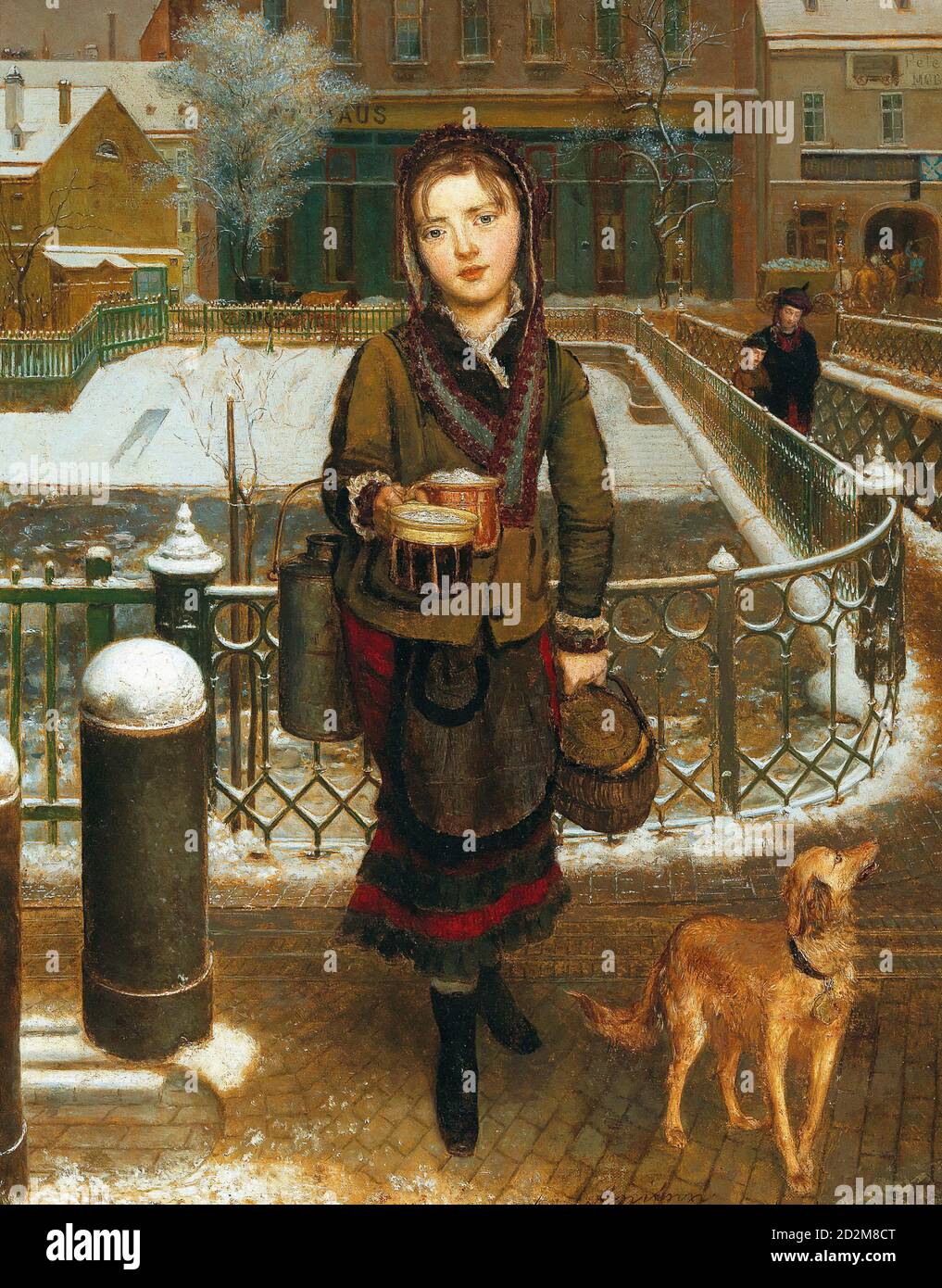 Reiter Johann Baptist - Back from Shopping (Lexi the Artist's Daughter) - Austrian School - 19th  Century Stock Photo