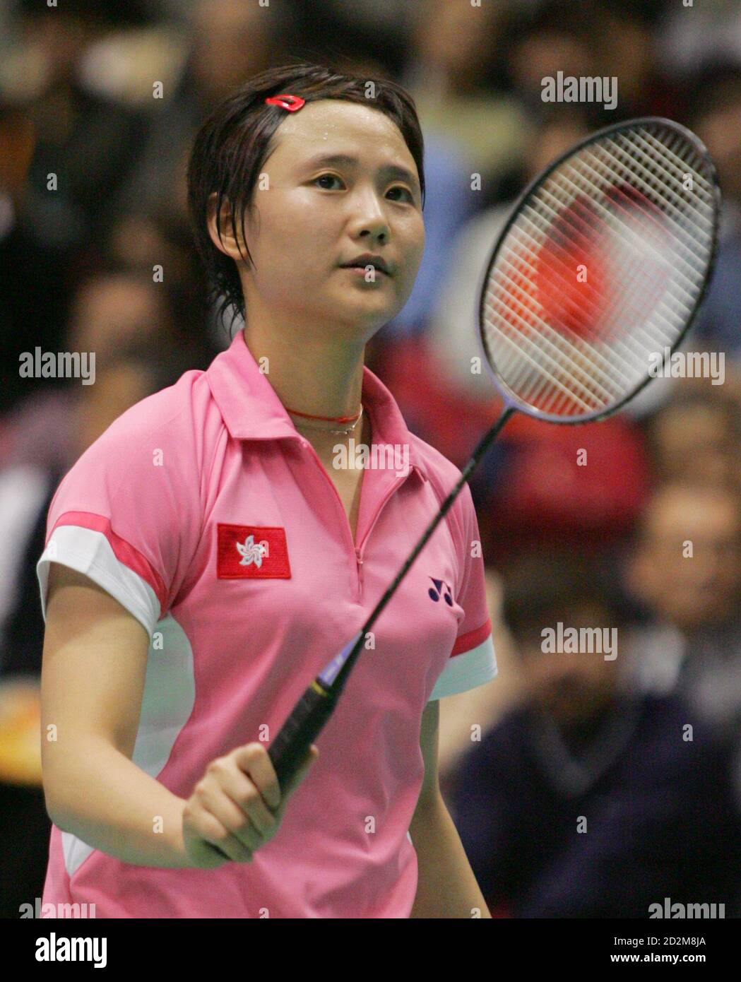Hong Kong's Wang Chen competes against Germany's Xu Huaiwen during their  quarterfinals Uber Cup badminton match in Tokyo. Wang won the match.  REUTERS/Yuriko Nakao Stock Photo - Alamy