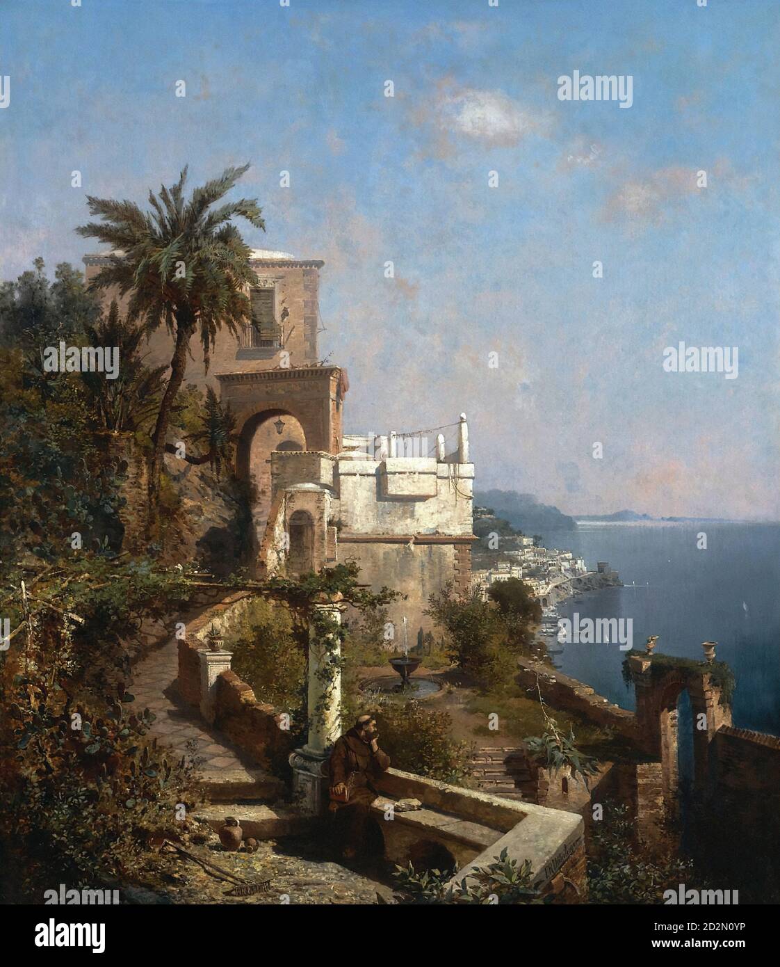 Unterberger Franz Richard - an Der Amalfiküste (the Capuchin Monastery near Amalfi) - Austrian School - 19th  Century Stock Photo